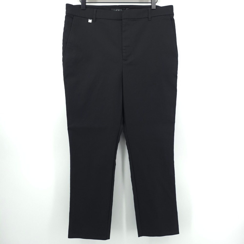 Lauren Ralph Lauren Womens Pants 14 Black Tailored Cotton Stretch Trousers